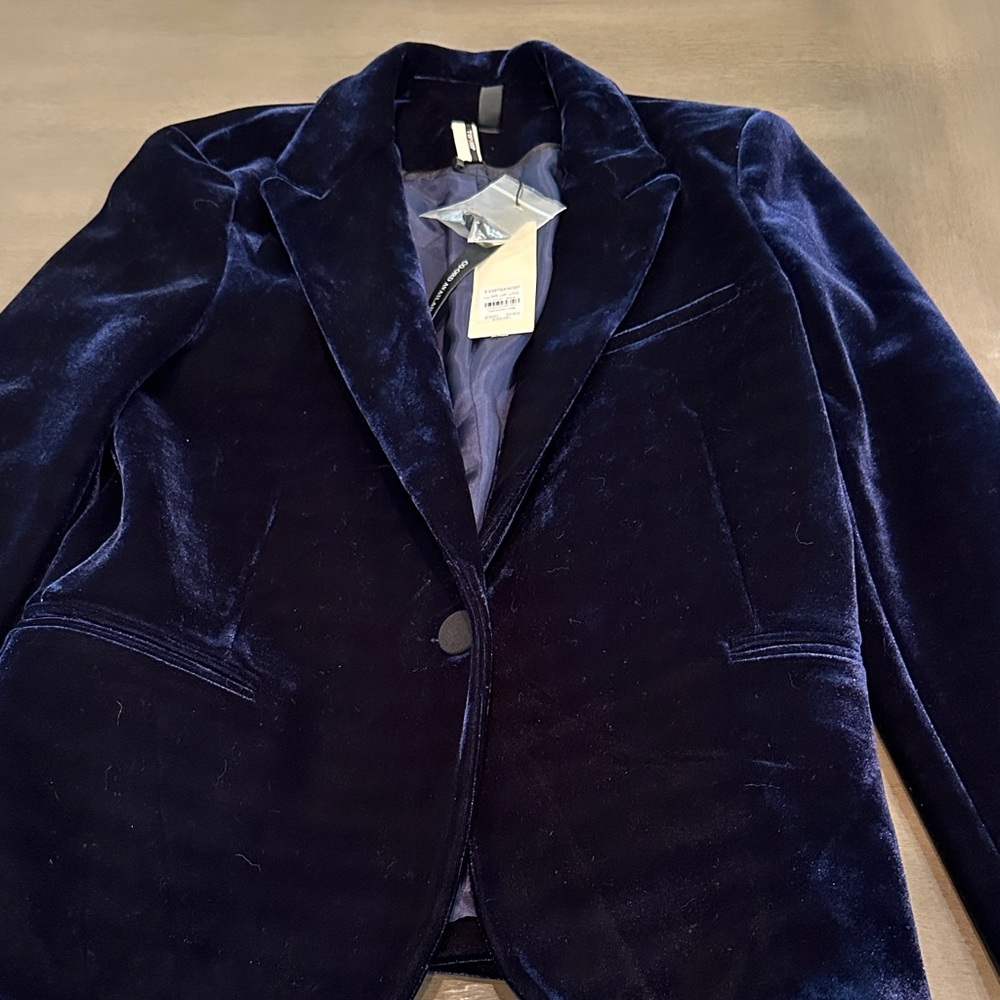 Topshop Midnight Blue Velvet Blazer Brand New w/tags Size 6